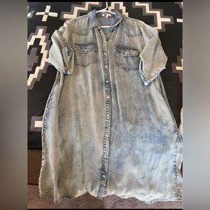Button down mid length denim dress.